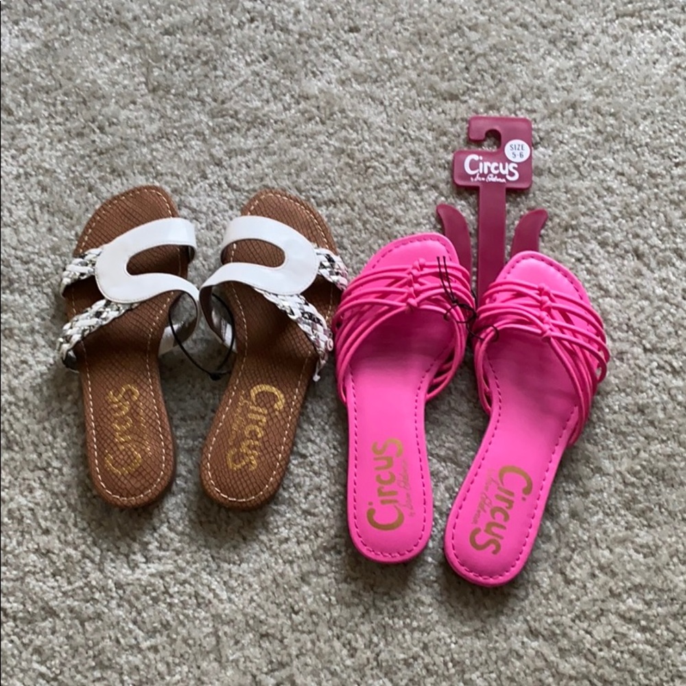 Pink and white sandals